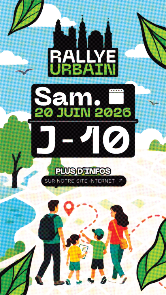 Affiche de communication pour le rallye urbain à Fougères, 20 juin 2026