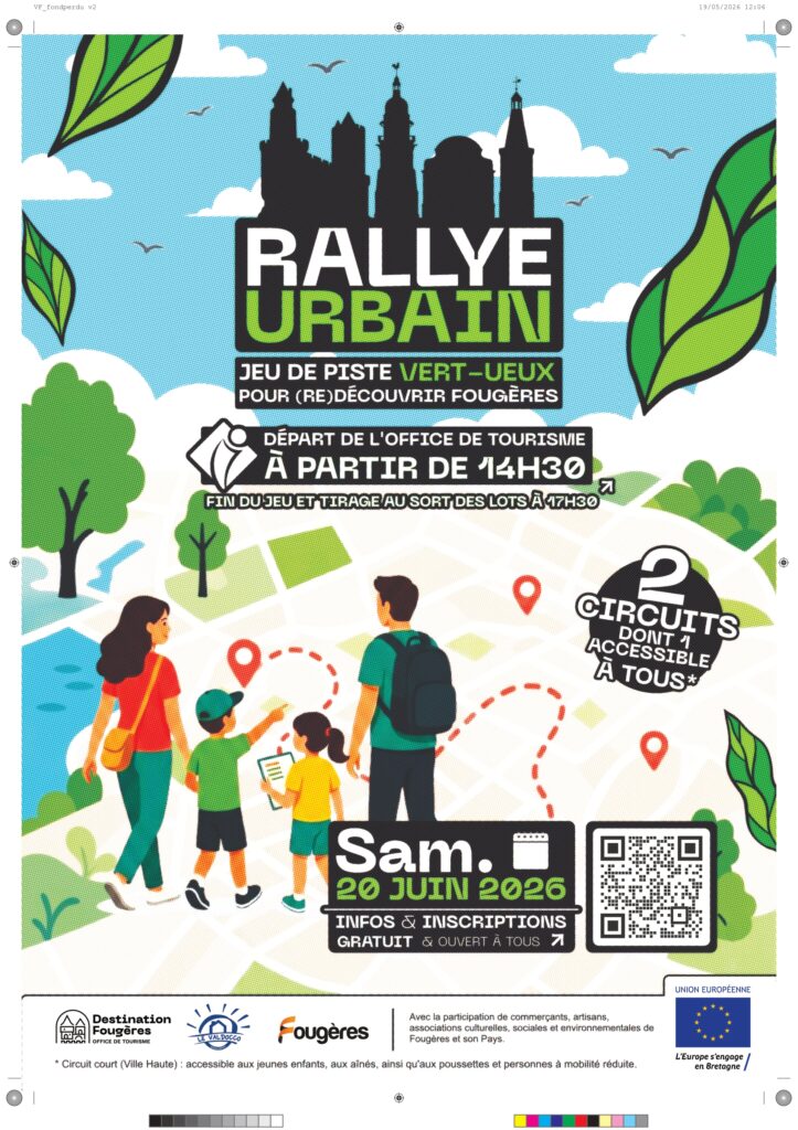 affiche rallye urbain de fougères - sam. 20 juin 2026 à partir de 14h - 2 circuits dont 1 accessible